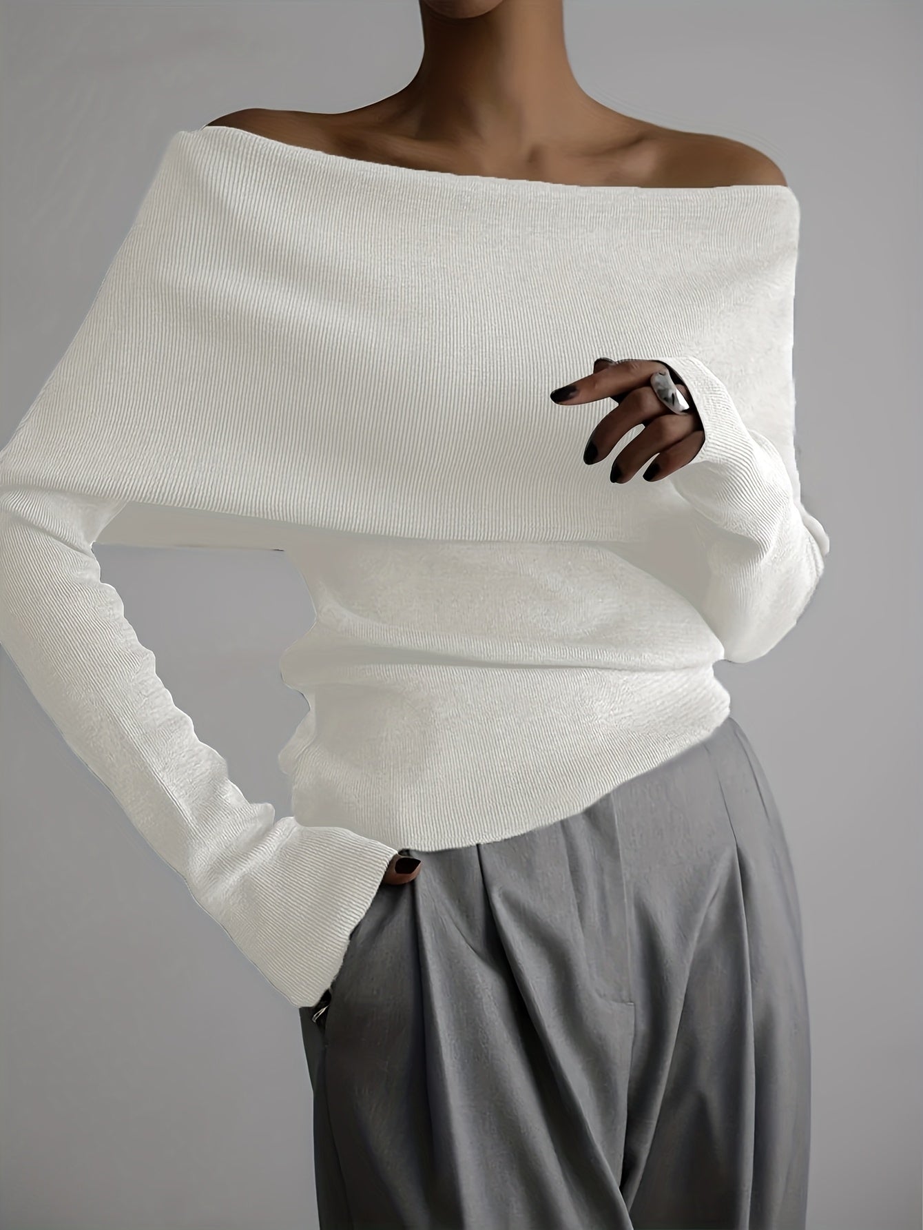 WL Atelier | Elegant Off-Shoulder Long-Sleeve Sweater