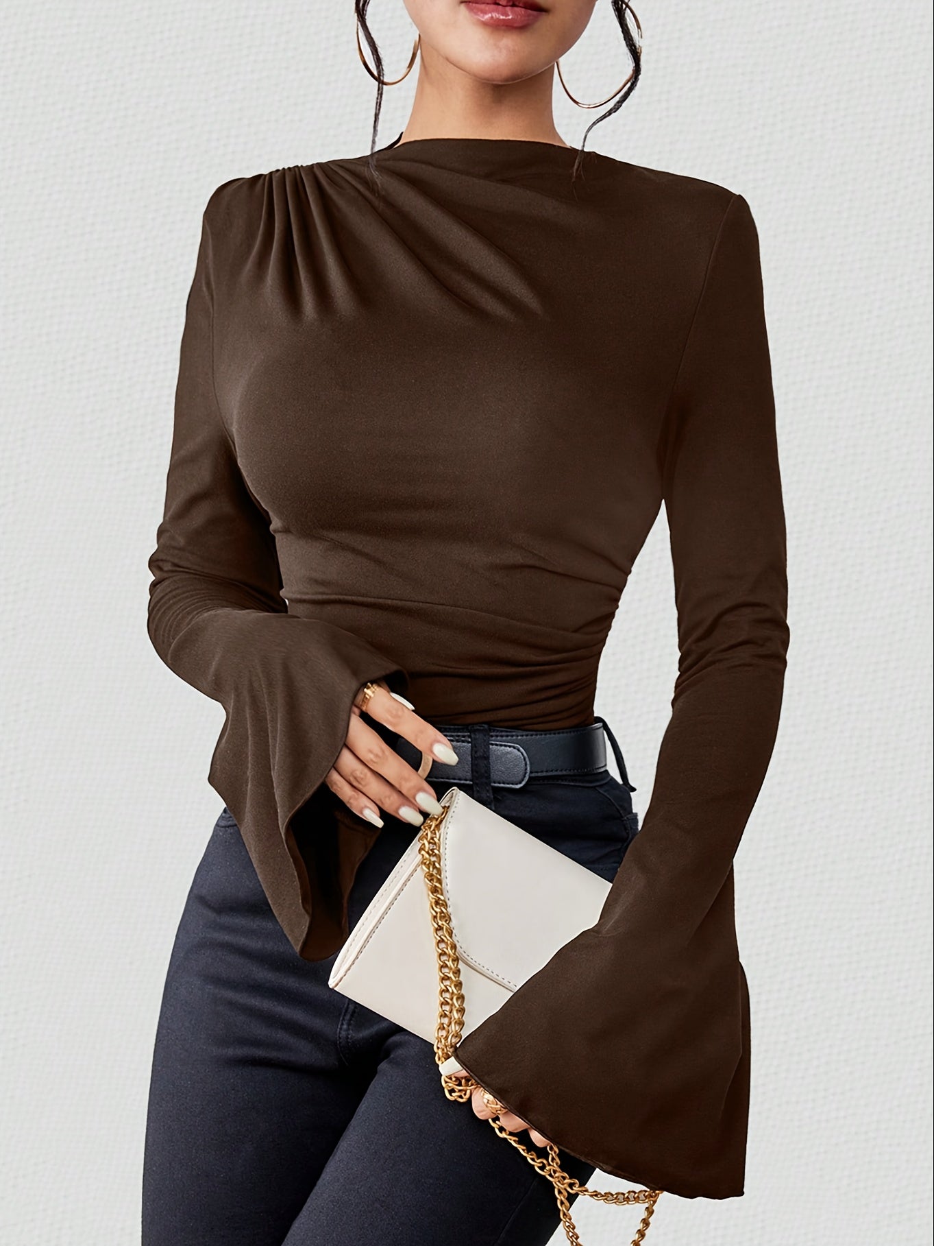 WL Atelier | Elegant Long-Sleeve Ruched Bust Top