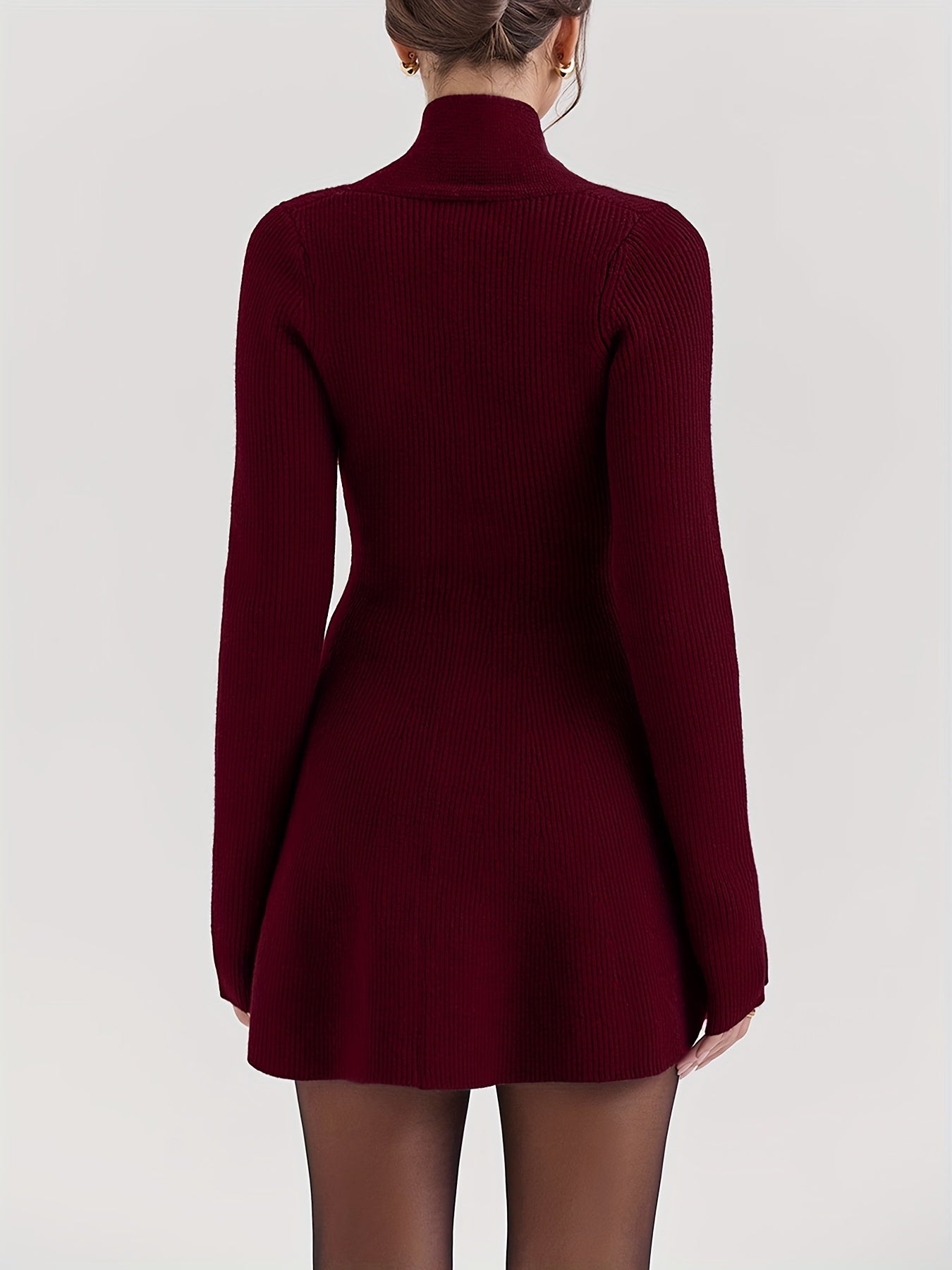 WL Atelier | Elegant Black V-Neck Long-Sleeve A-Line Dress Coat
