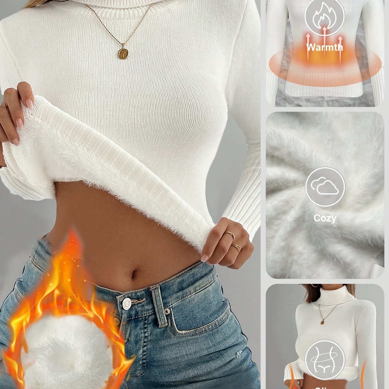 WL Atelier | Cozy Pink High-Neck Fleece-Lined Sweater