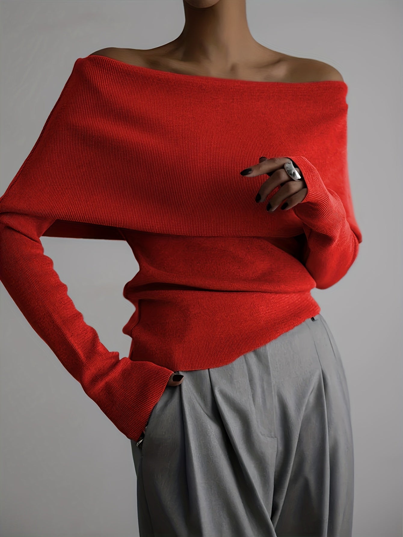 WL Atelier | Elegant Off-Shoulder Long-Sleeve Sweater