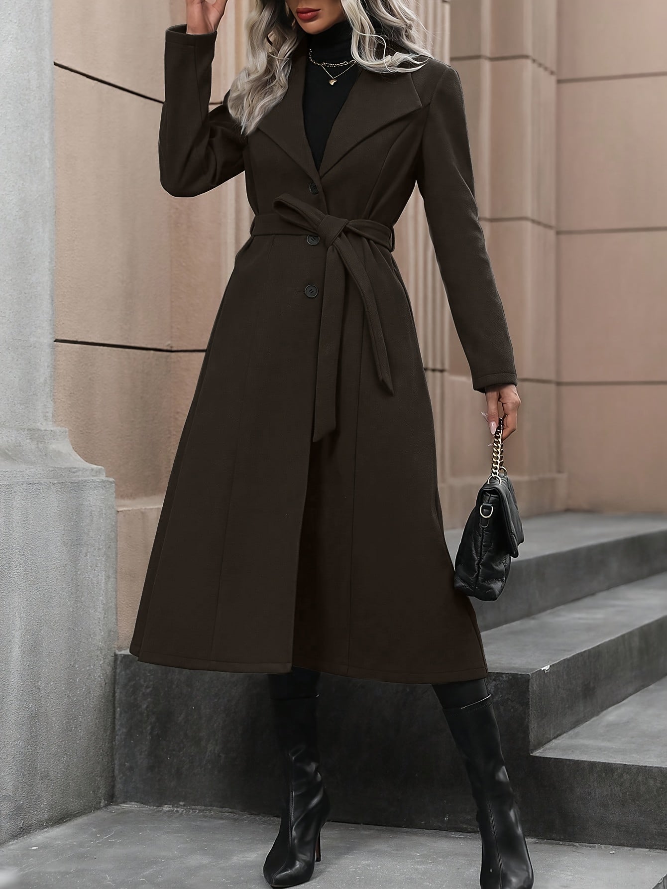 WL Atelier | Autumn/Winter Belted Fleece Coat with Large Lapels