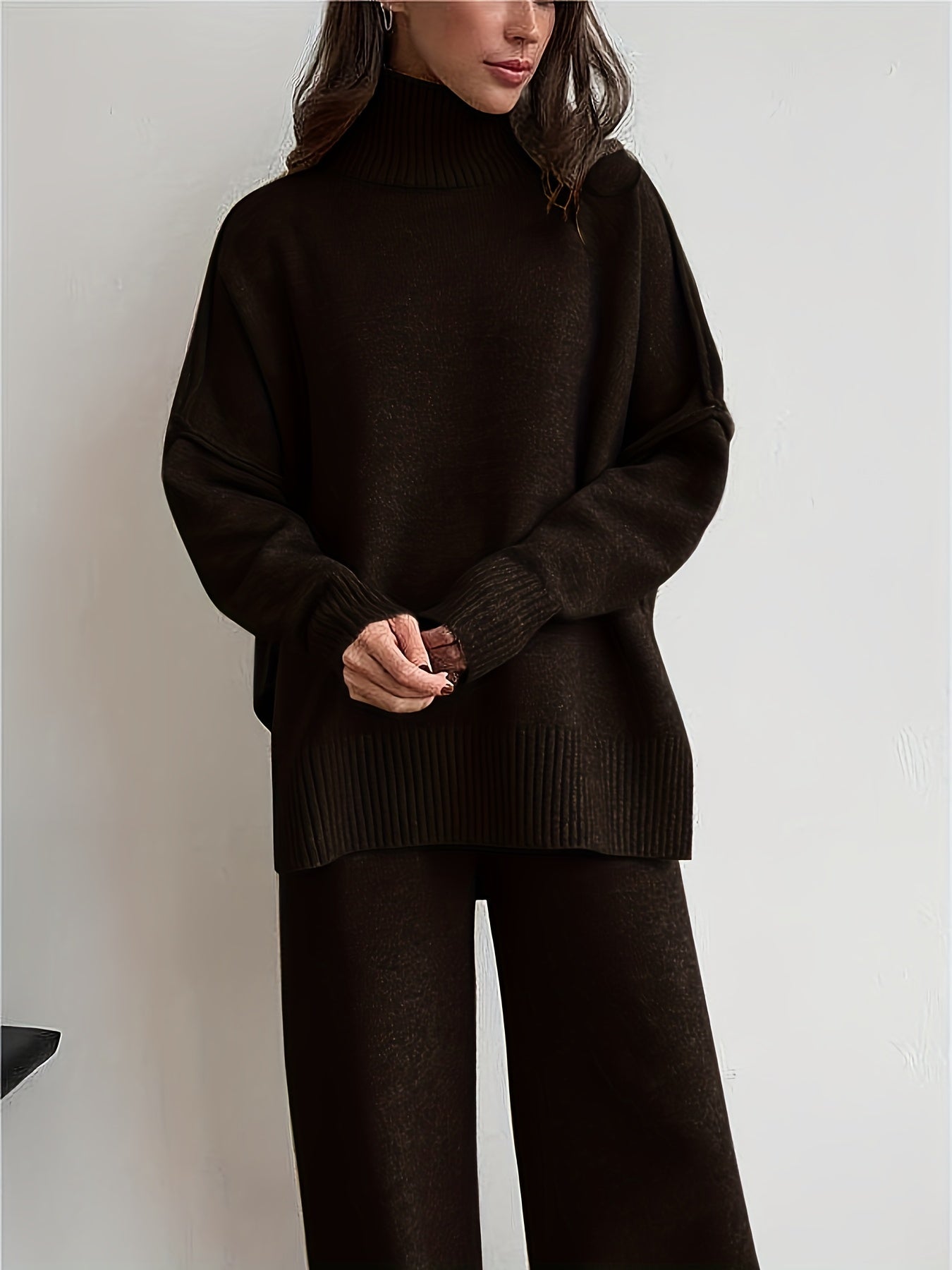 WL Atelier | Elegant Solid Color High-Neck Two-Piece Set