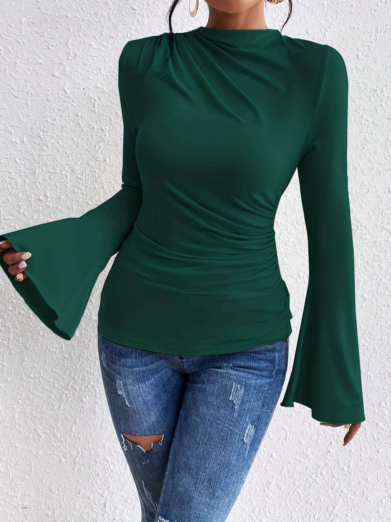 WL Atelier | Elegant Long-Sleeve Ruched Bust Top