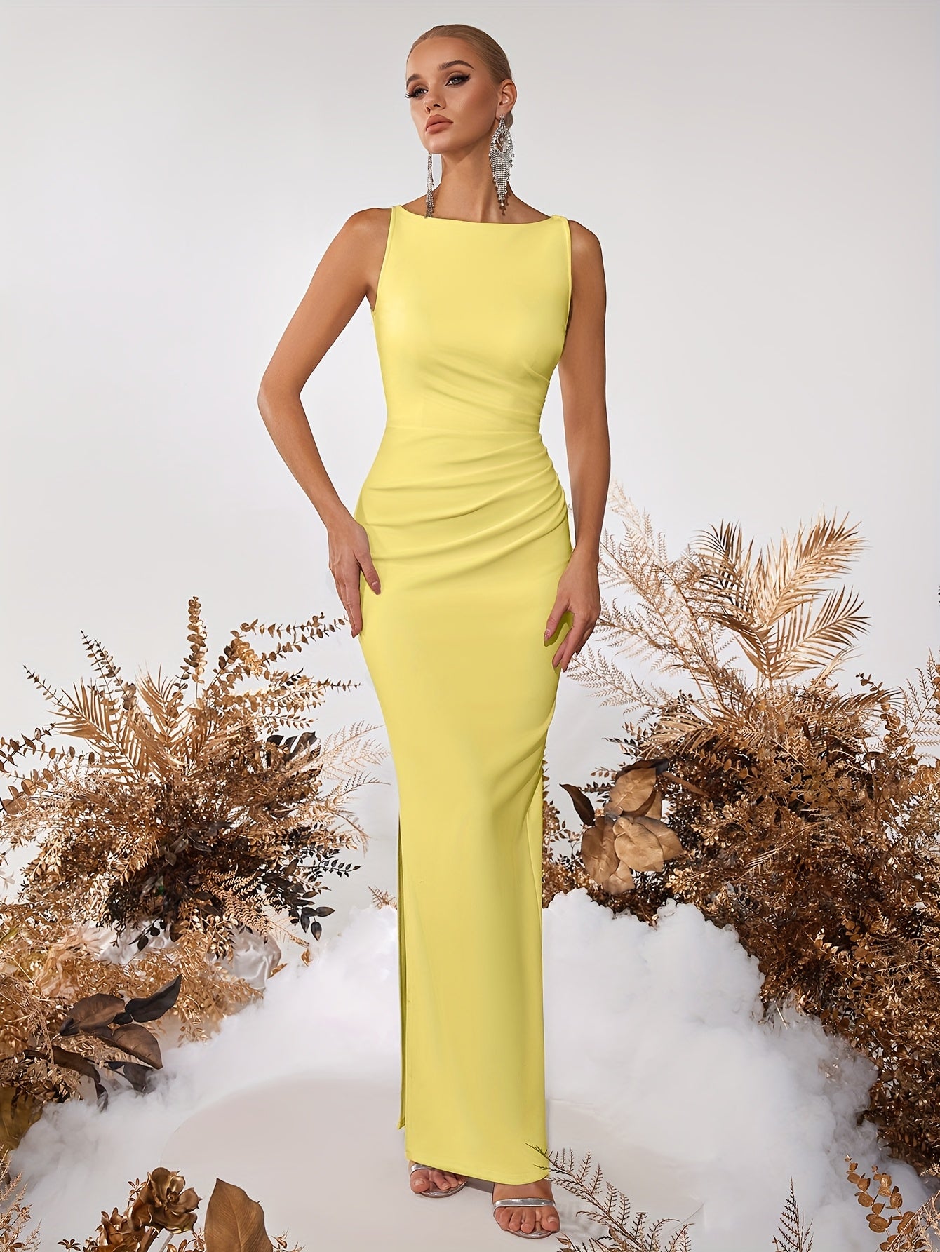 WL Atelier | Elegant One-Shoulder Slit Evening Dress