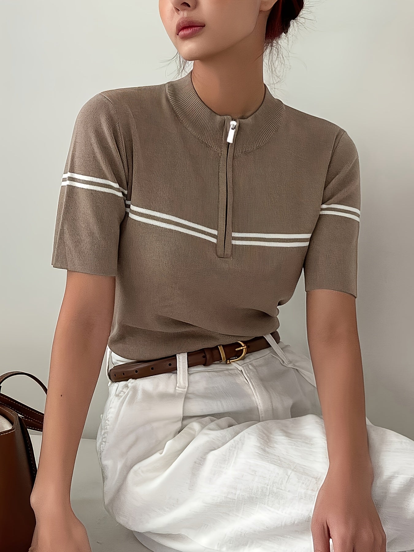 WL Atelier | Fashionable Half-Zip Knit Sweater