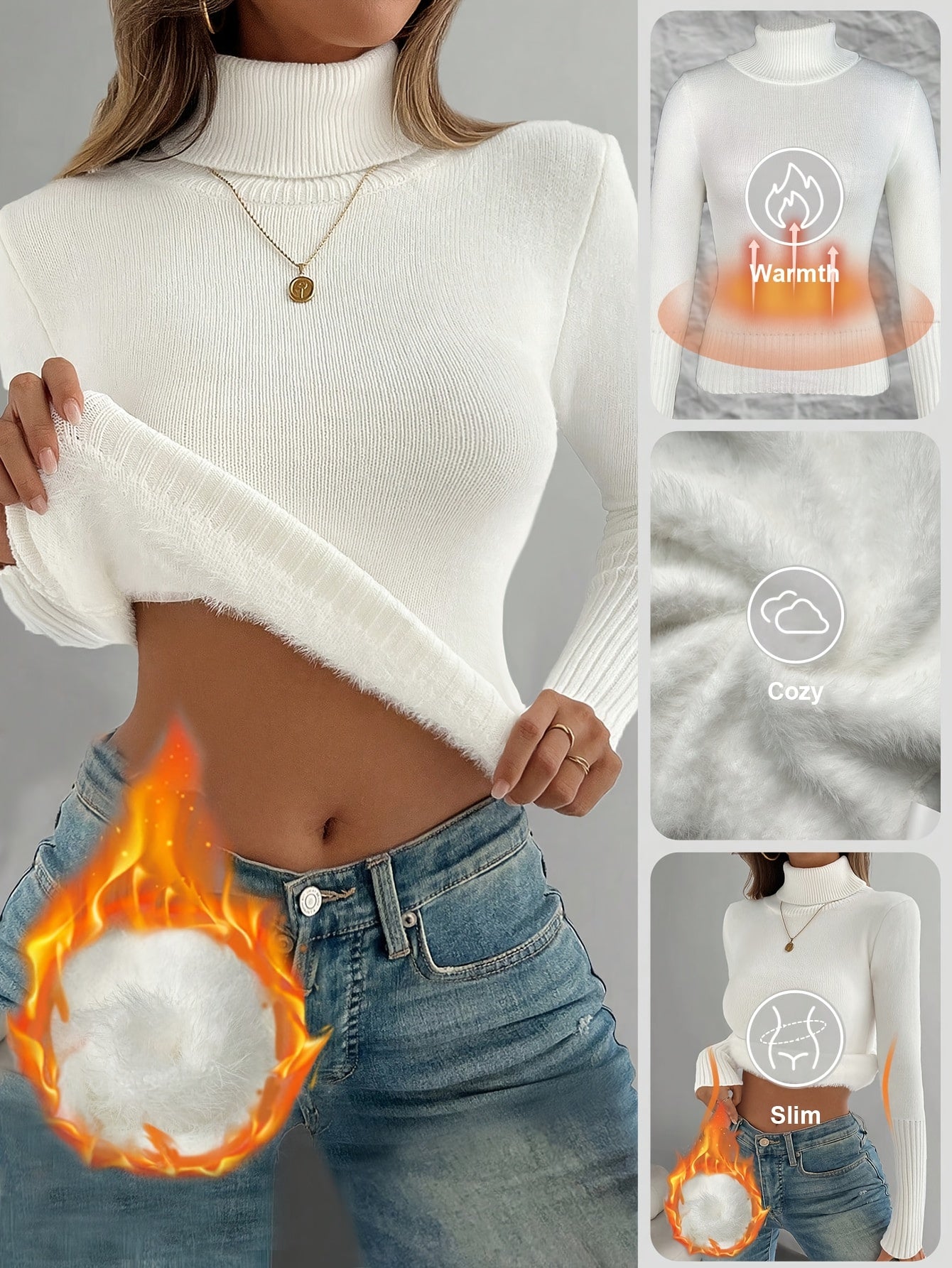 WL Atelier | Cozy Pink High-Neck Fleece-Lined Sweater