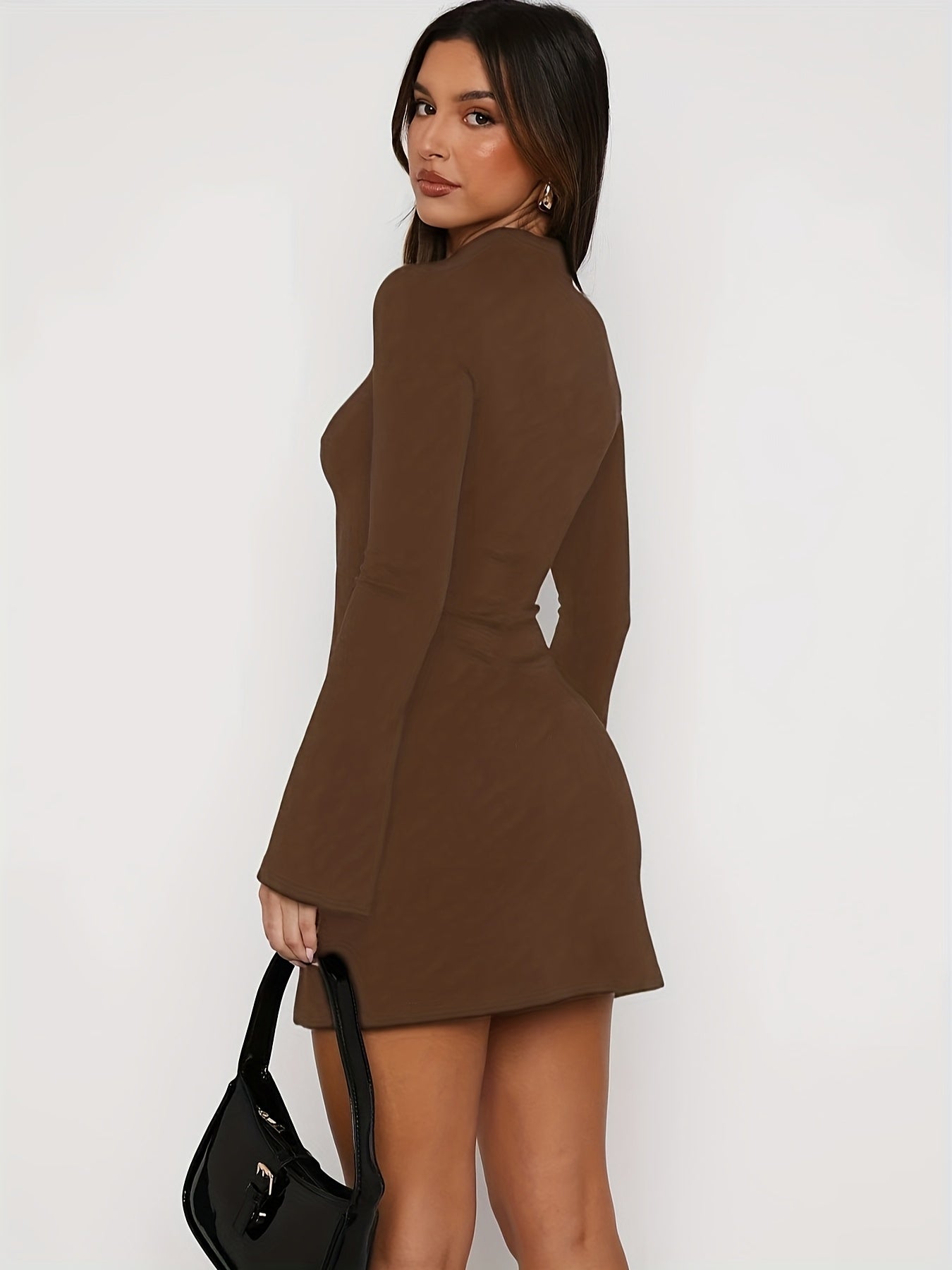 WL Atelier | Elegant Split Hem Mock Neck Bodycon Dress