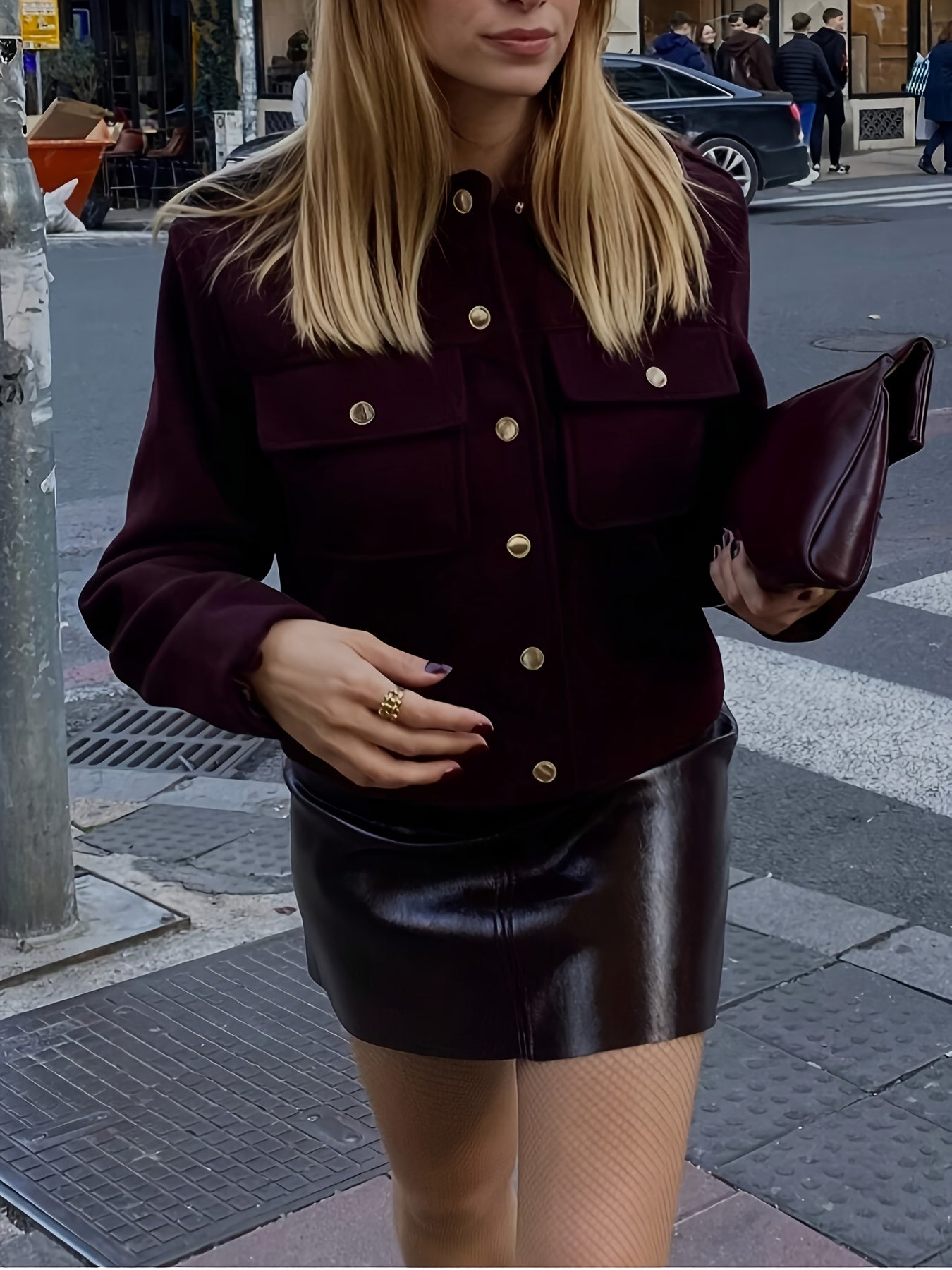 WL Atelier | Elegant Burgundy Tailored Jacket with Two-Tone Buttons