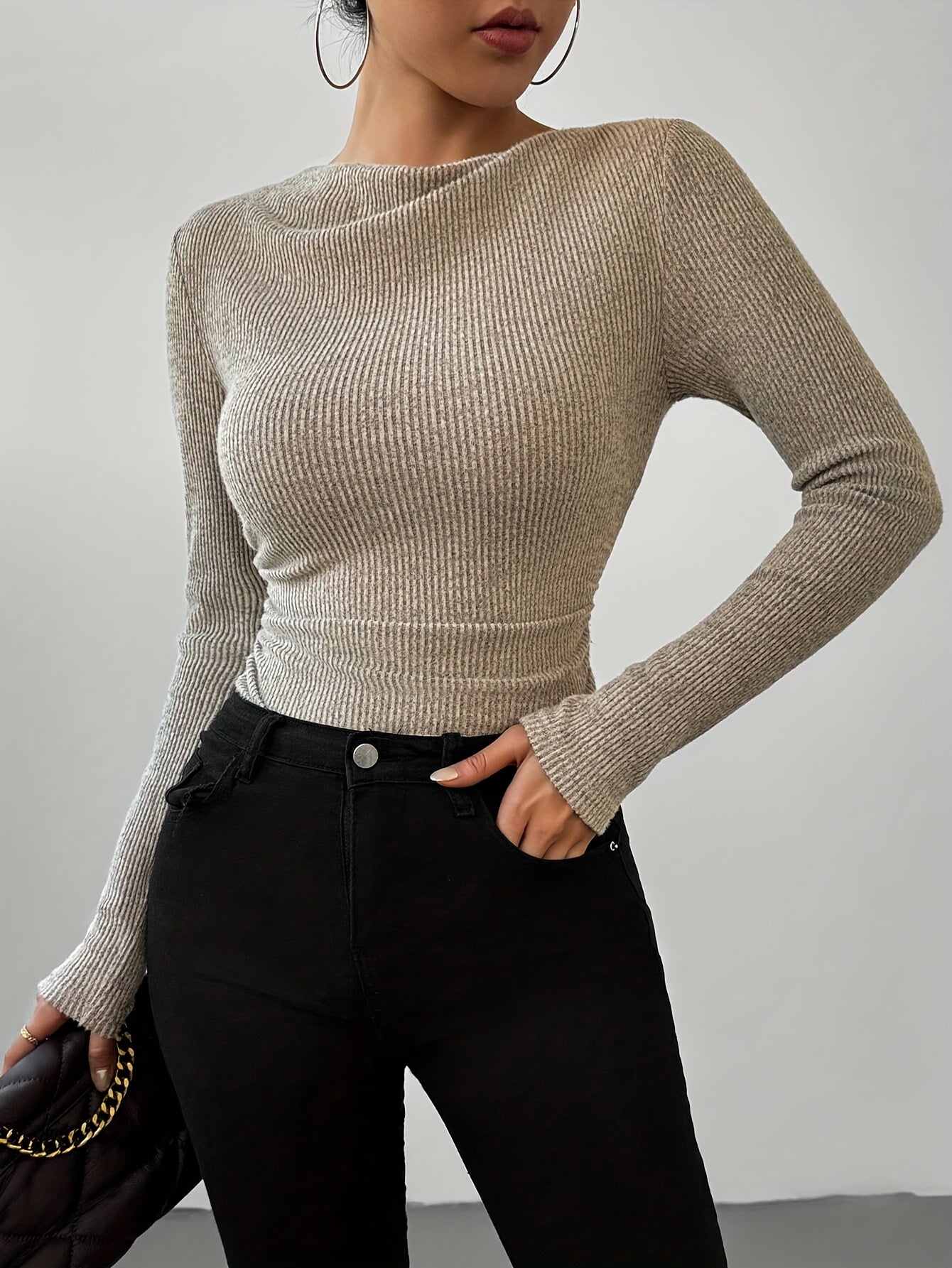 WL Atelier | Elegant High-Neck Ribbed Long-Sleeve Bodysuit