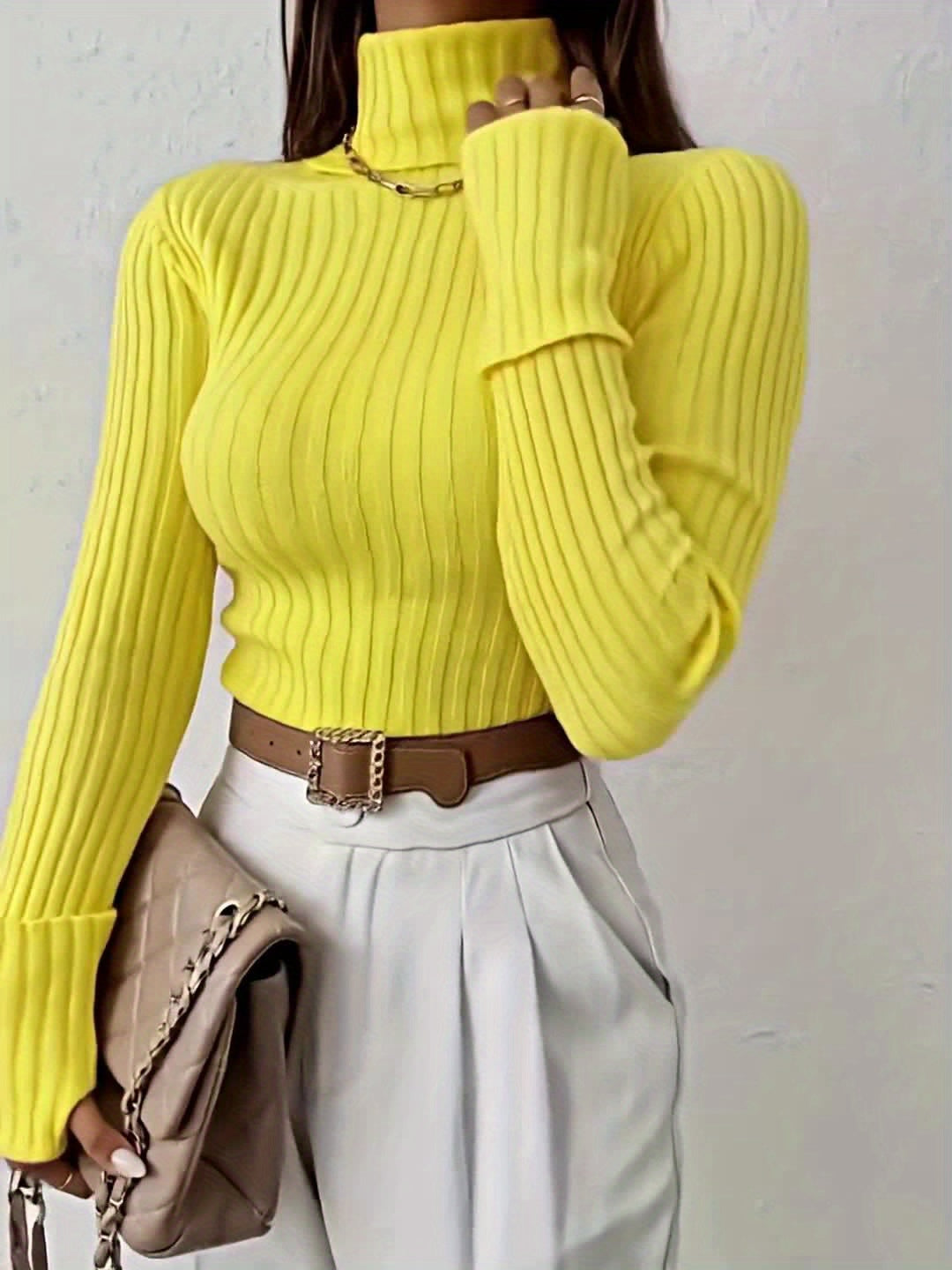 WL Atelier | Elegant High-Neck Ribbed Long-Sleeve Pullover