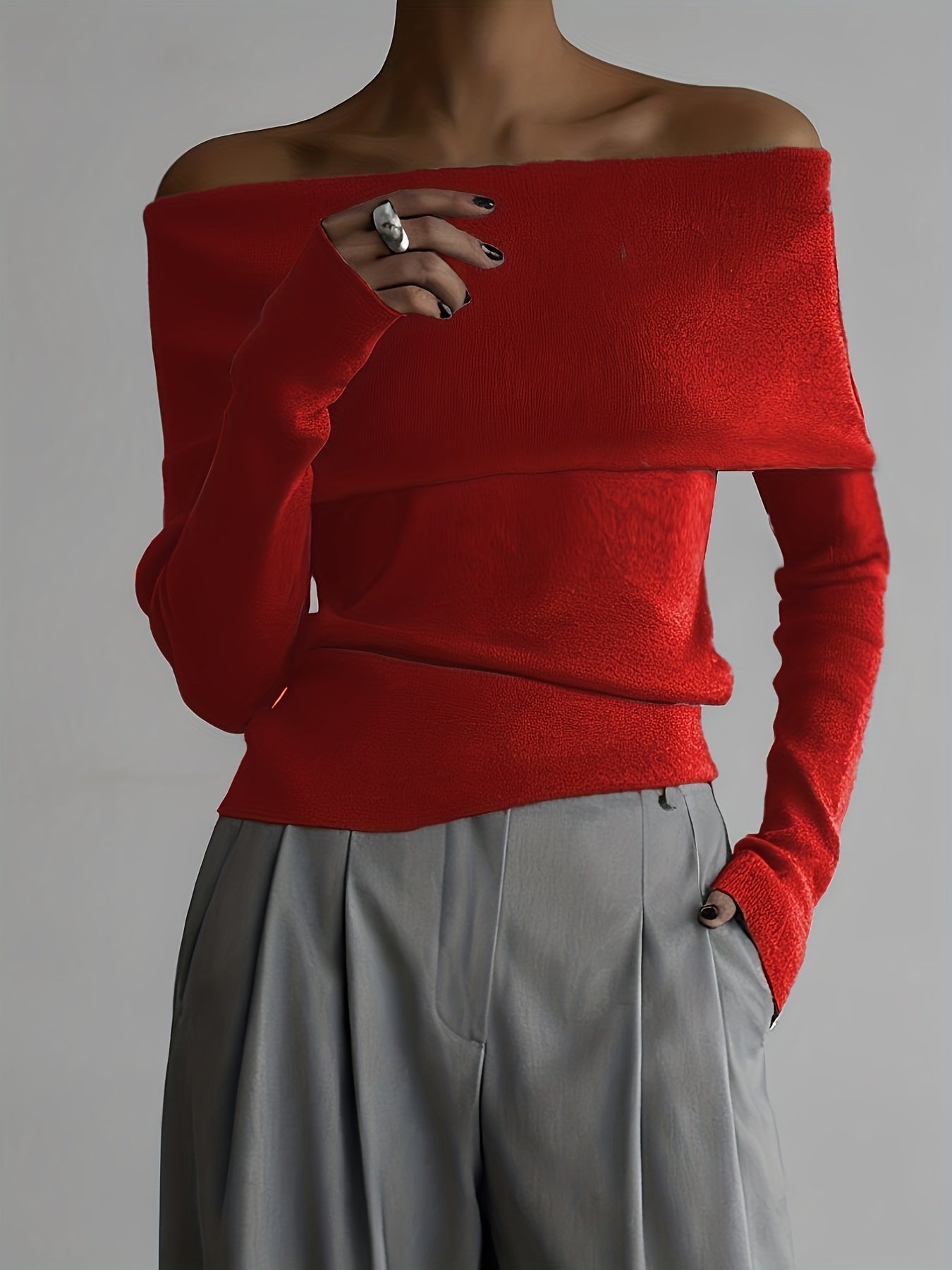 WL Atelier | Elegant Off-Shoulder Long-Sleeve Sweater