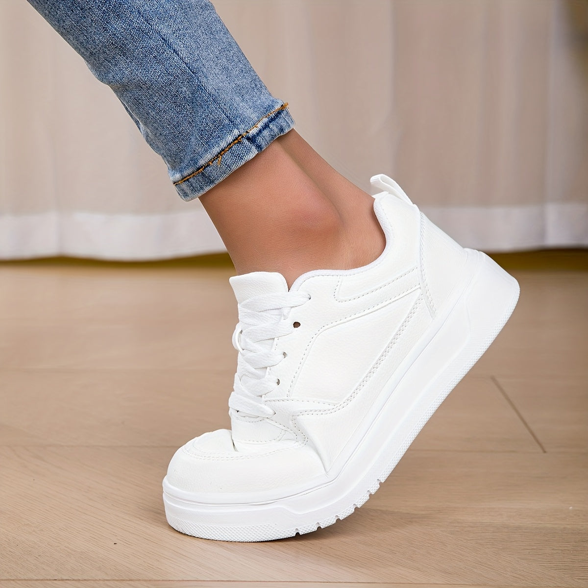 WL Atelier | White Platform Sneakers with Golden Ankle Strap