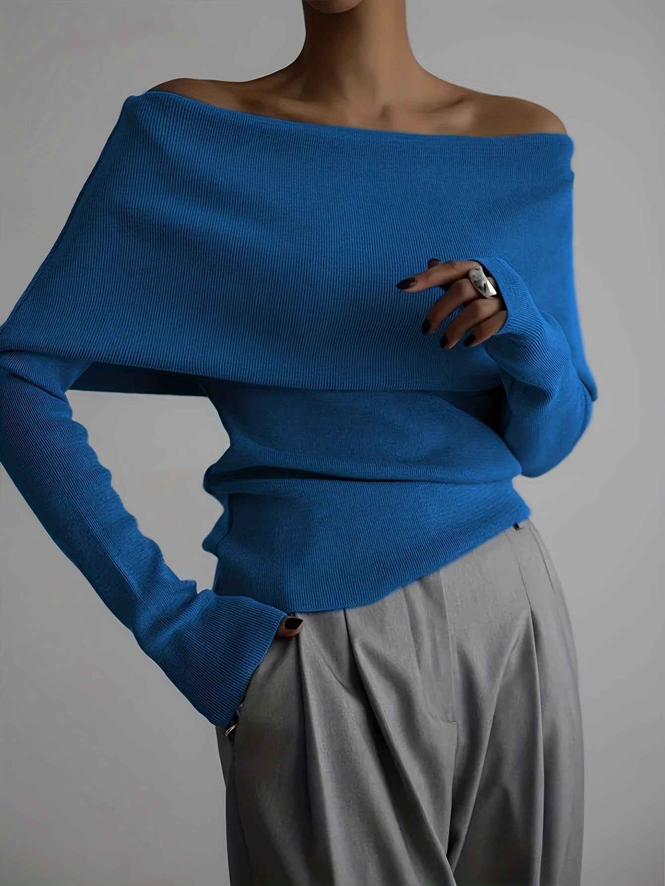 WL Atelier | Elegant Off-Shoulder Long-Sleeve Sweater