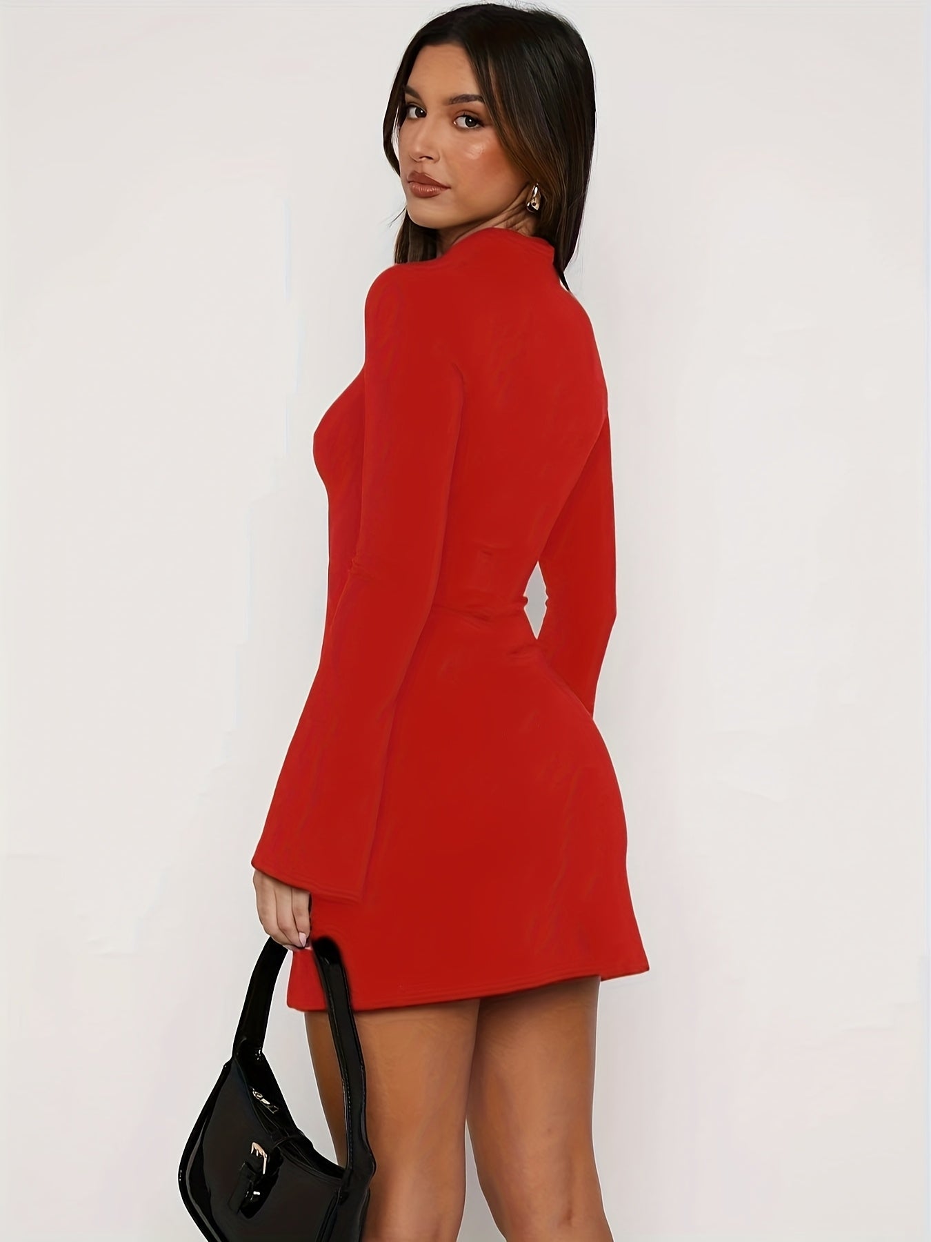 WL Atelier | Elegant Split Hem Mock Neck Bodycon Dress