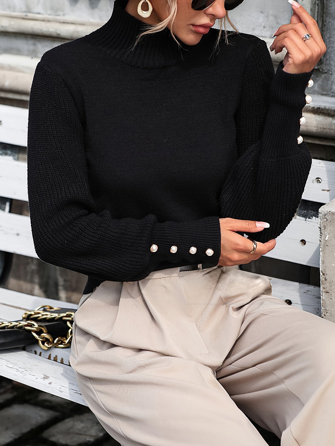 WL Atelier | Elegant High-Neck Knit Pullover Sweater