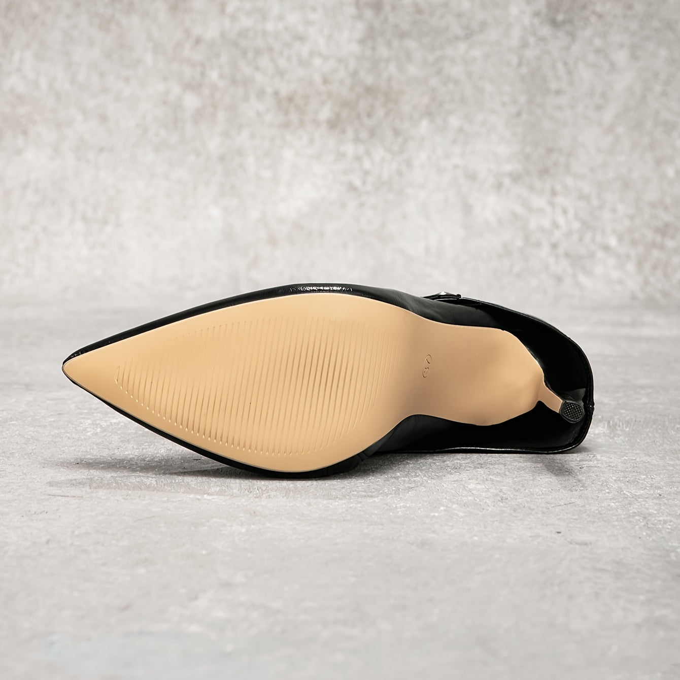 WL Atelier | Black Pointed-Toe Stiletto Ankle Boots with Golden Zipper