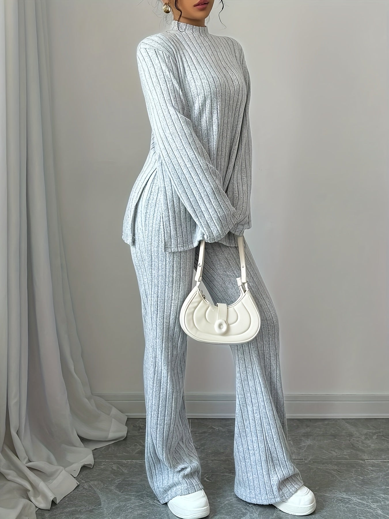 WL Atelier | 2025 Autumn/Winter Solid Color Stand Collar Two-Piece Set