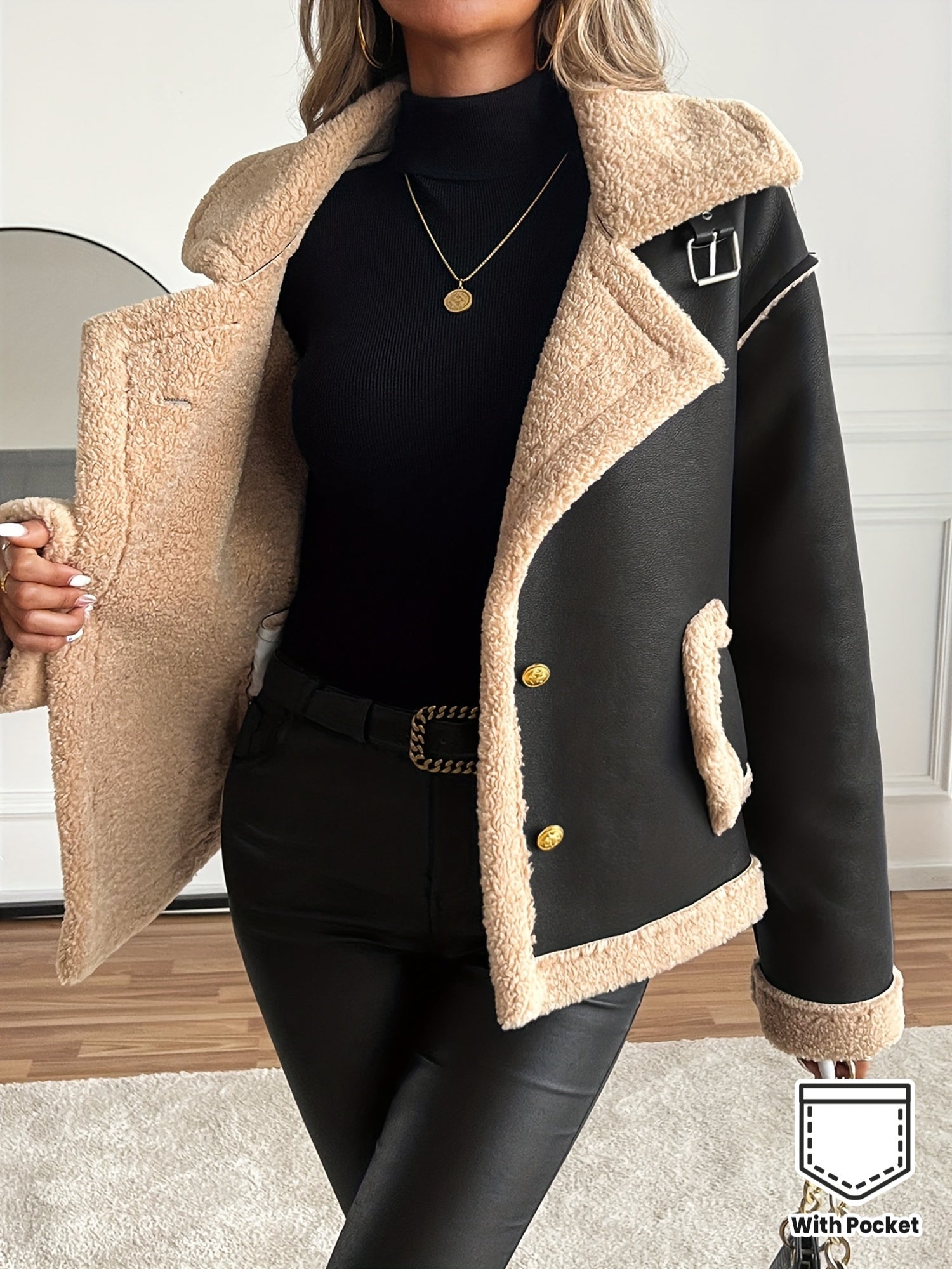 WL Atelier | Elegant Faux Fur-Lined Motorcycle Jacket