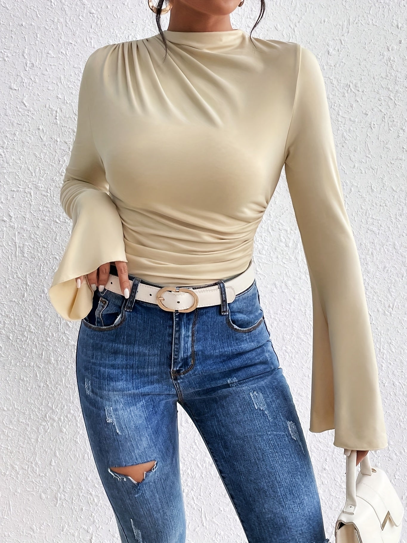 WL Atelier | Elegant Long-Sleeve Ruched Bust Top