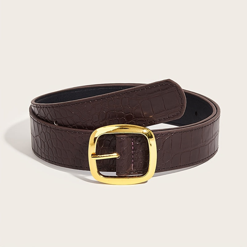 WL Atelier | Retro Black Belt with Square Buckle & Stone Pattern