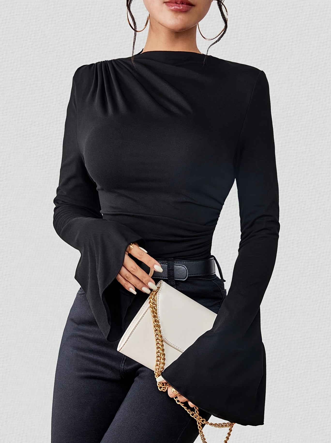 WL Atelier | Elegant Long-Sleeve Ruched Bust Top