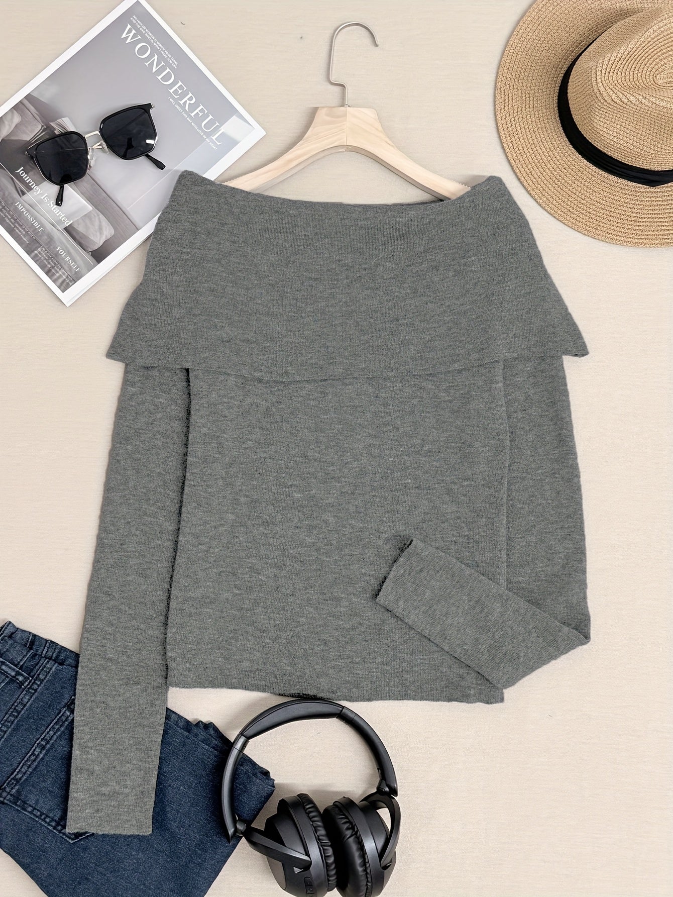 WL Atelier | Elegant Off-Shoulder Long-Sleeve Sweater