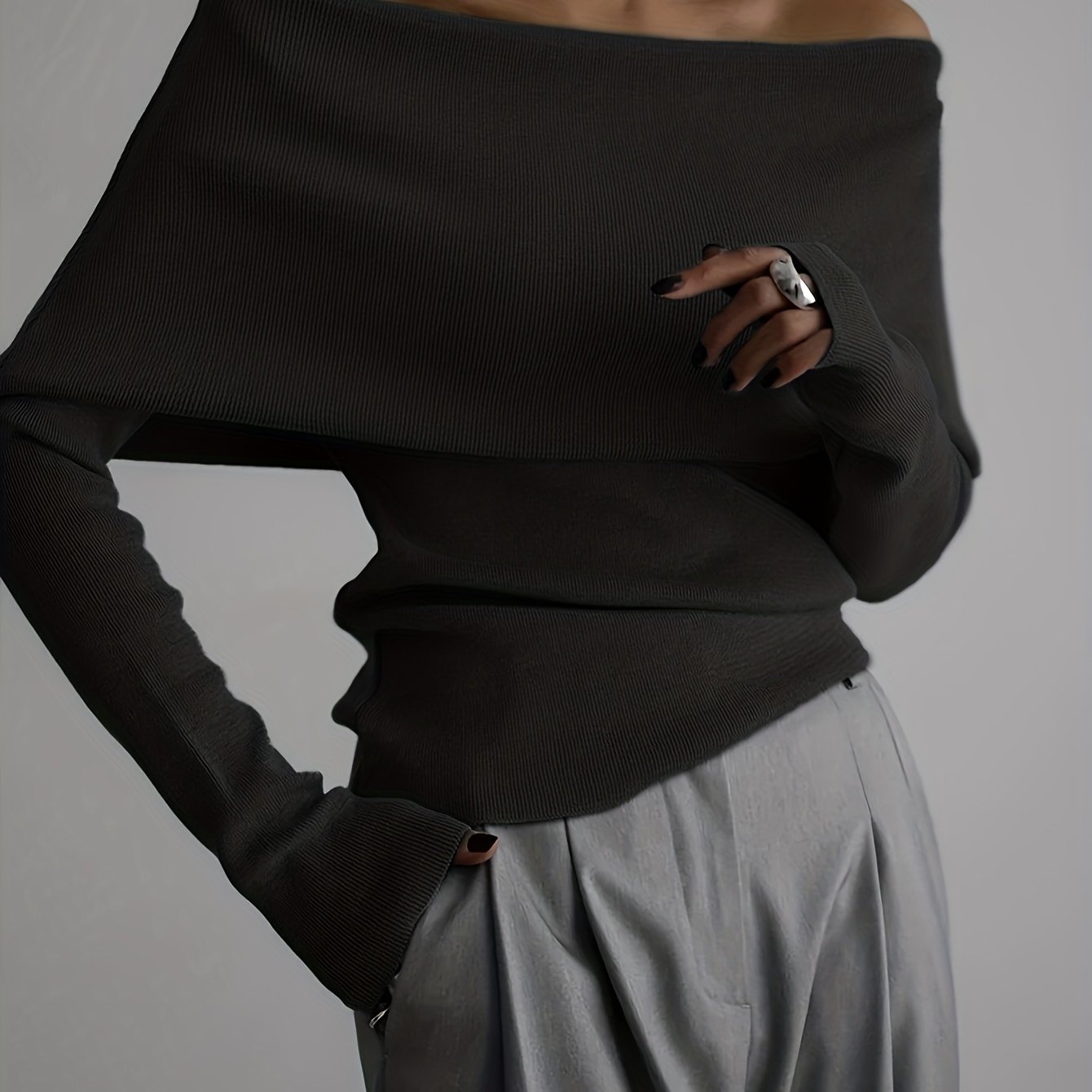 WL Atelier | Elegant Off-Shoulder Long-Sleeve Sweater