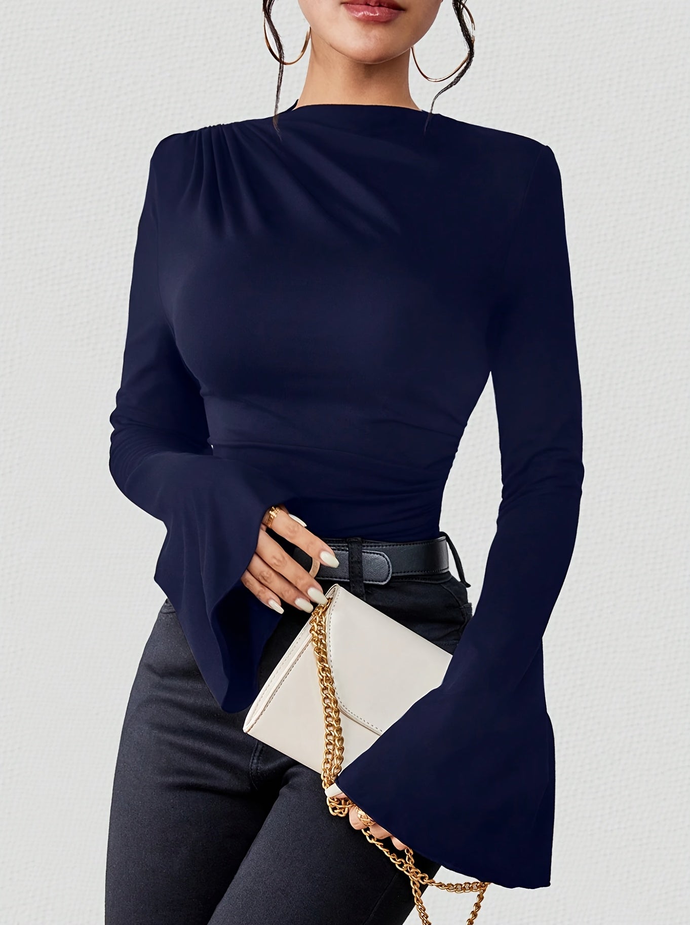 WL Atelier | Elegant Long-Sleeve Ruched Bust Top