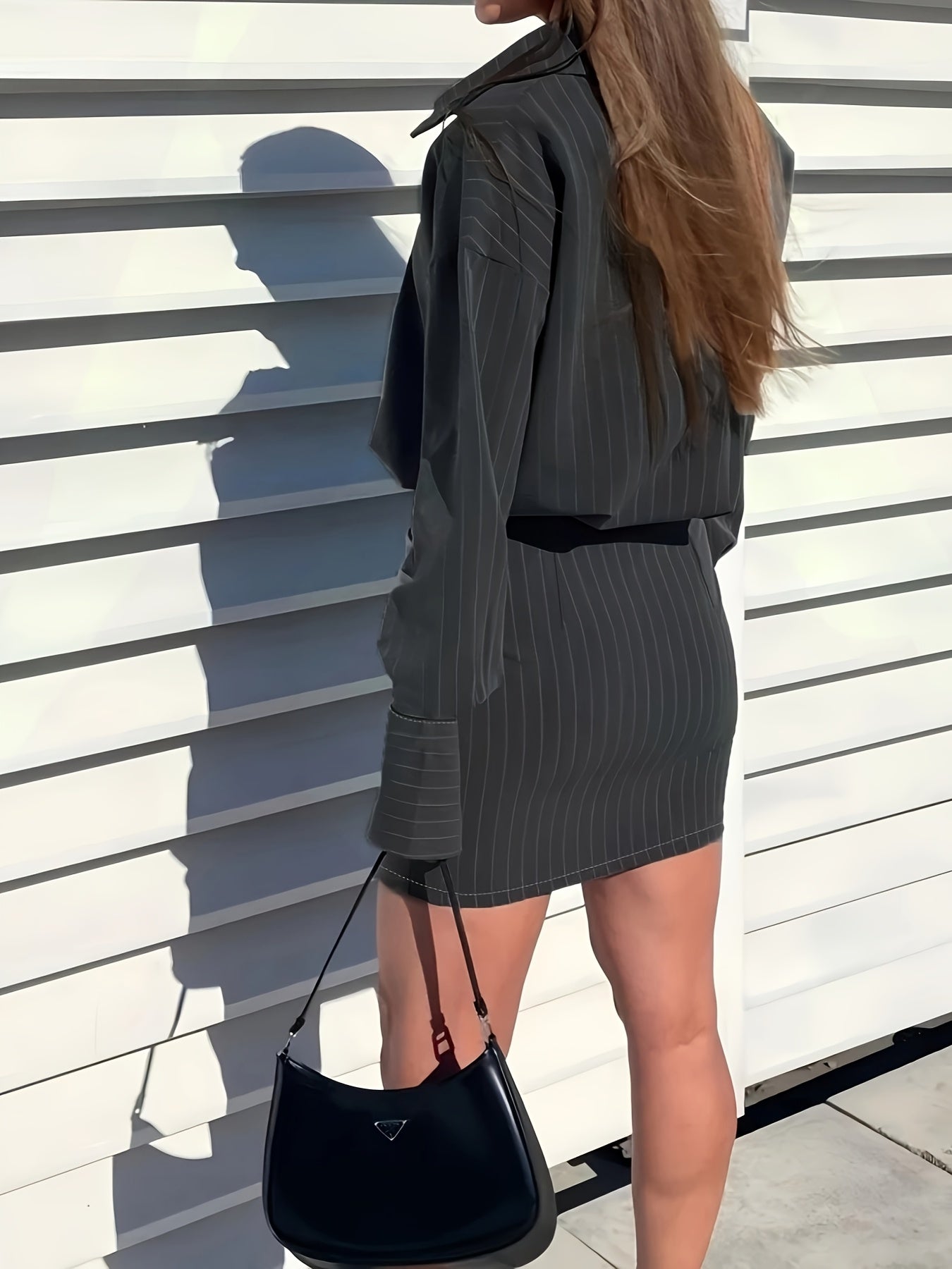 WL Atelier | Elegant Striped Shirt & Skirt Two-Piece Set