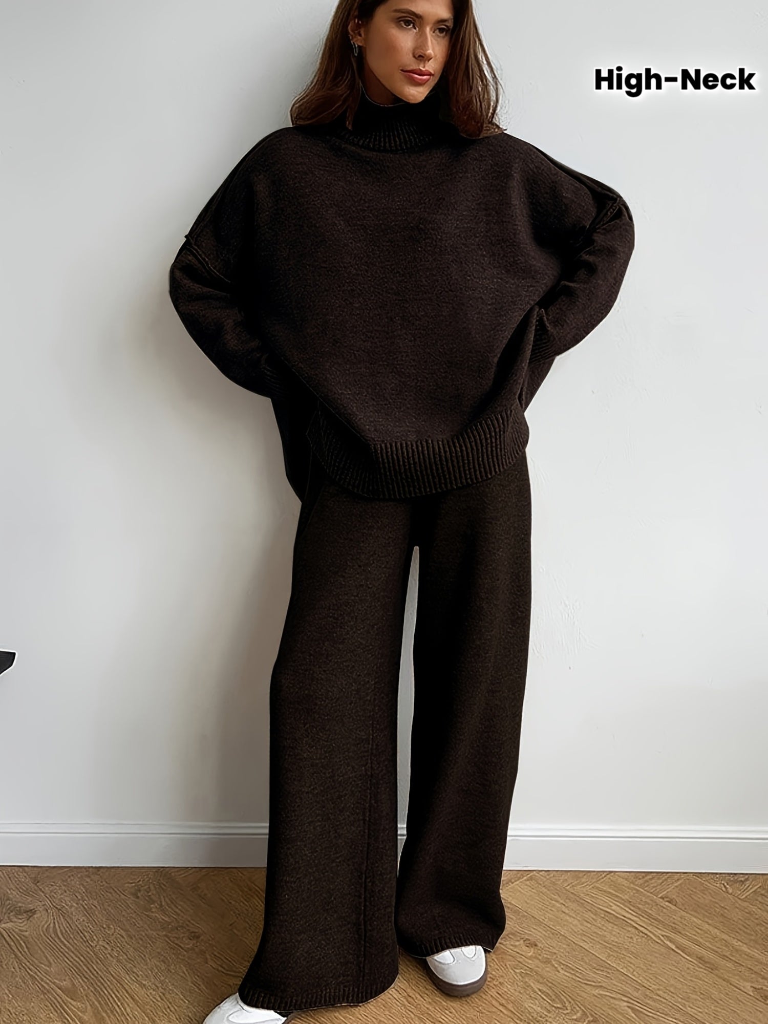 WL Atelier | Elegant Solid Color High-Neck Two-Piece Set