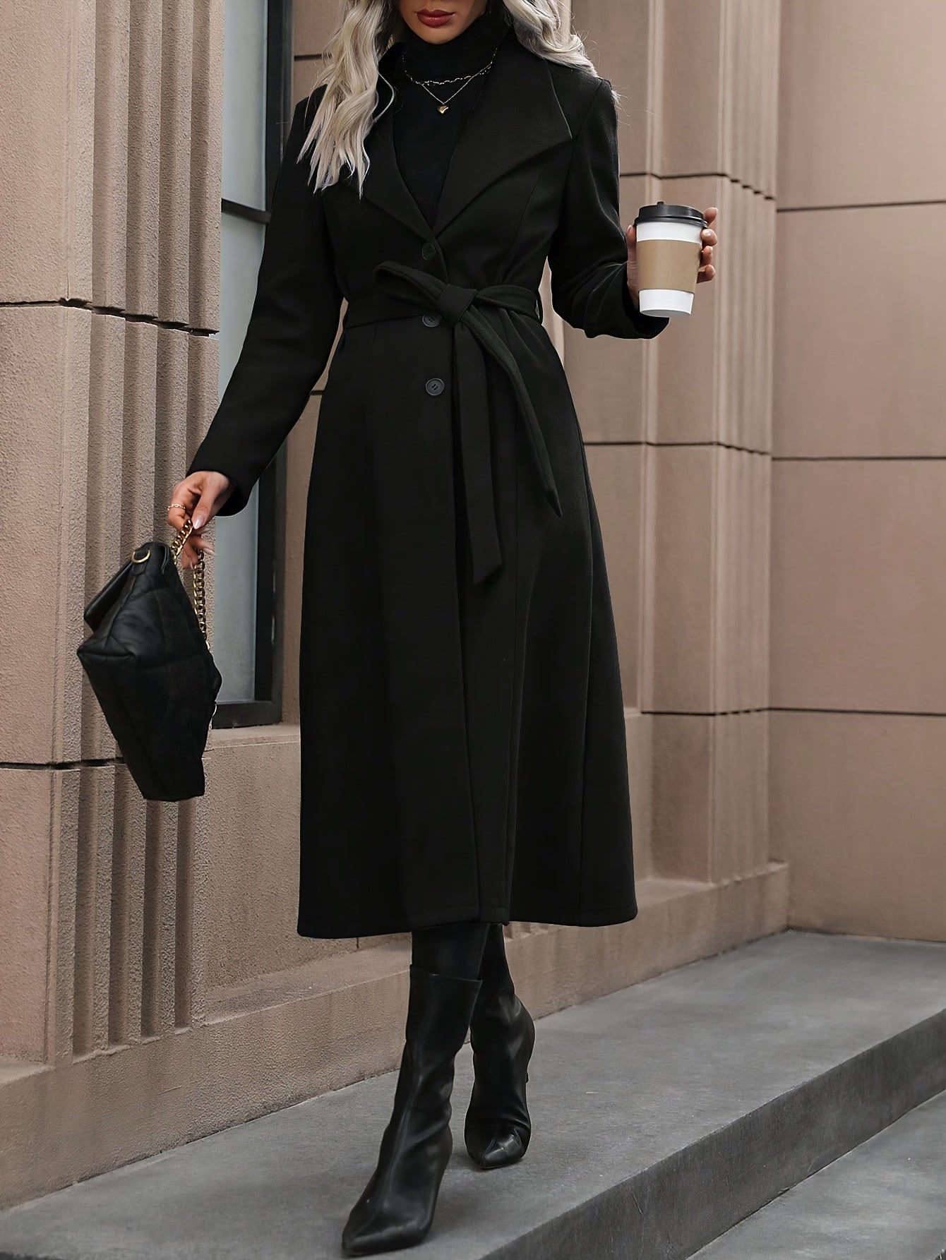 WL Atelier | Autumn/Winter Belted Fleece Coat with Large Lapels