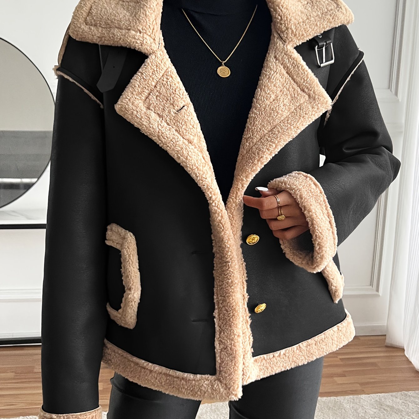 WL Atelier | Elegant Faux Fur-Lined Motorcycle Jacket