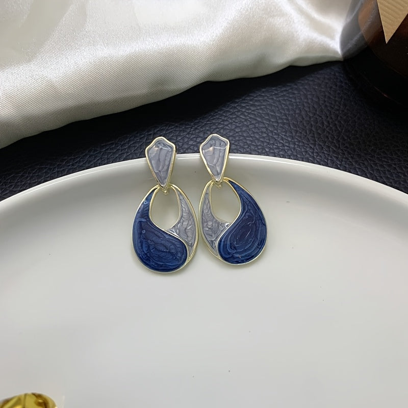WL Atelier | Elegant Double-Tone Teardrop Earrings with Golden Accents