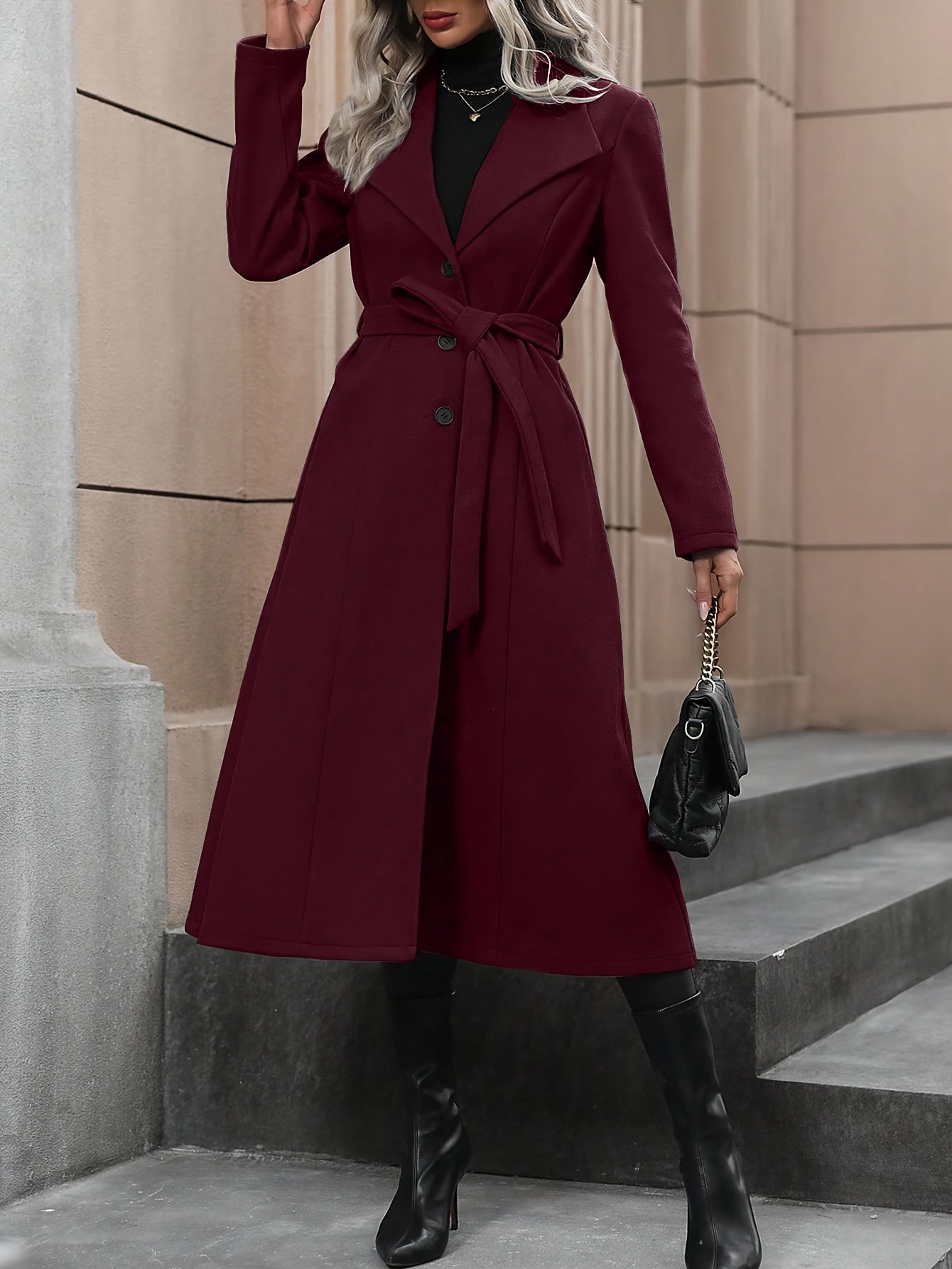 WL Atelier | Autumn/Winter Belted Fleece Coat with Large Lapels