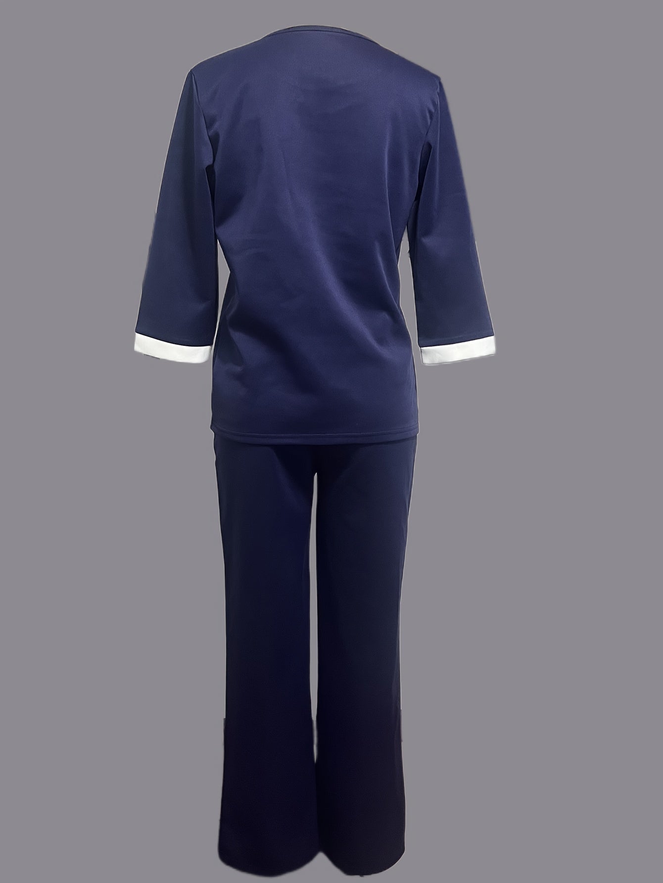 WL Atelier | Stylish Navy Blue Sweatshirt & Wide-Leg Pants Set