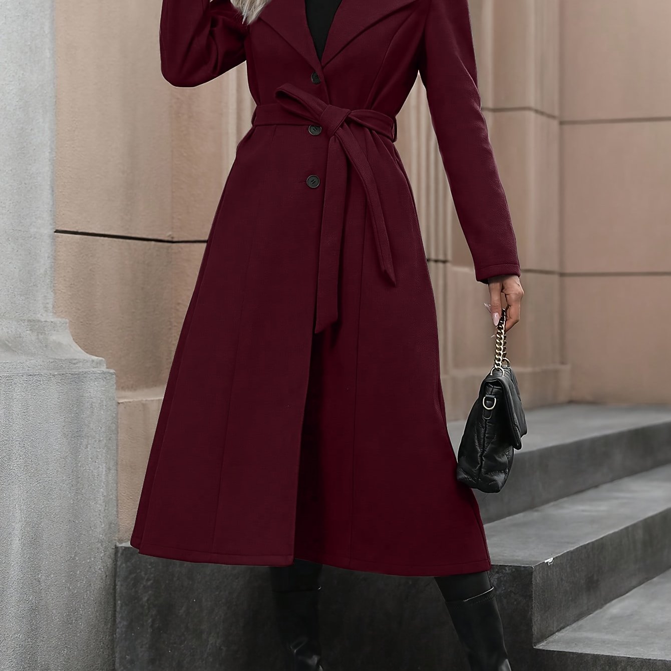 WL Atelier | Autumn/Winter Belted Fleece Coat with Large Lapels