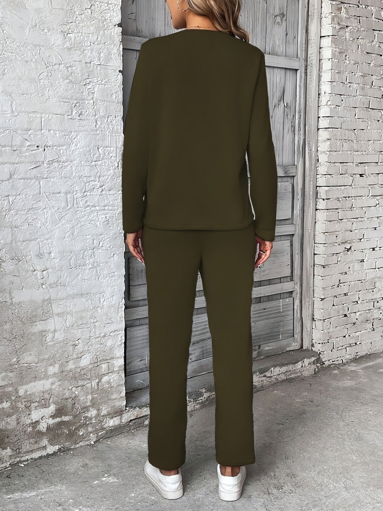 WL Atelier | Olive Green Solid Color Drawstring Pantsuit