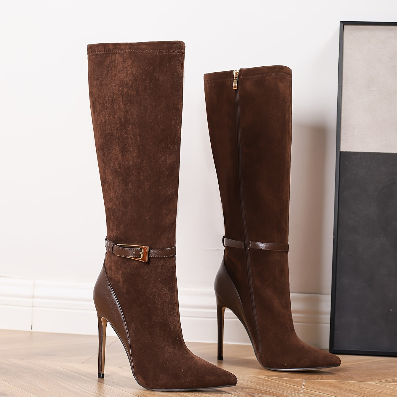 WL Atelier | Elegant Brown Knee-High Stiletto Boots
