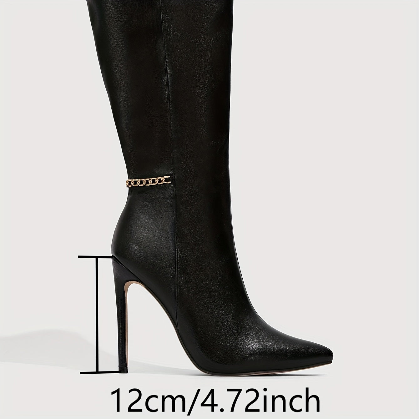 WL Atelier | Black Pointed-Toe Stiletto Ankle Boots with Golden Zipper