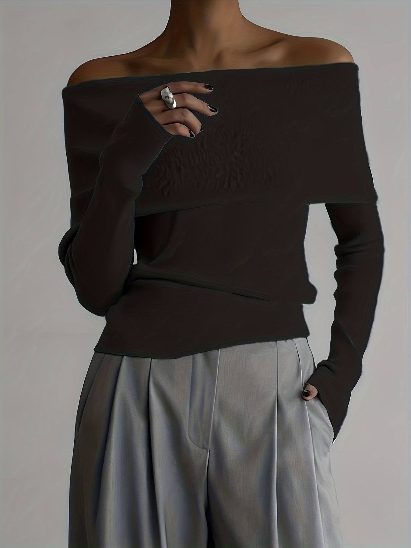 WL Atelier | Elegant Off-Shoulder Long-Sleeve Sweater
