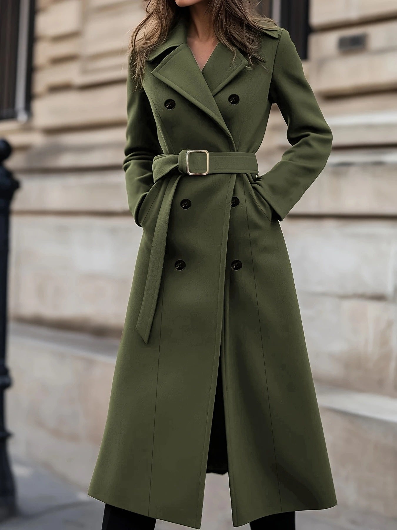WL Atelier | Elegant Double-Breasted Belted Coat