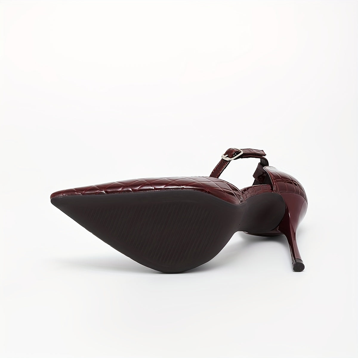 WL Atelier | Burgundy Snake-Print Pointed-Toe Stiletto Heels