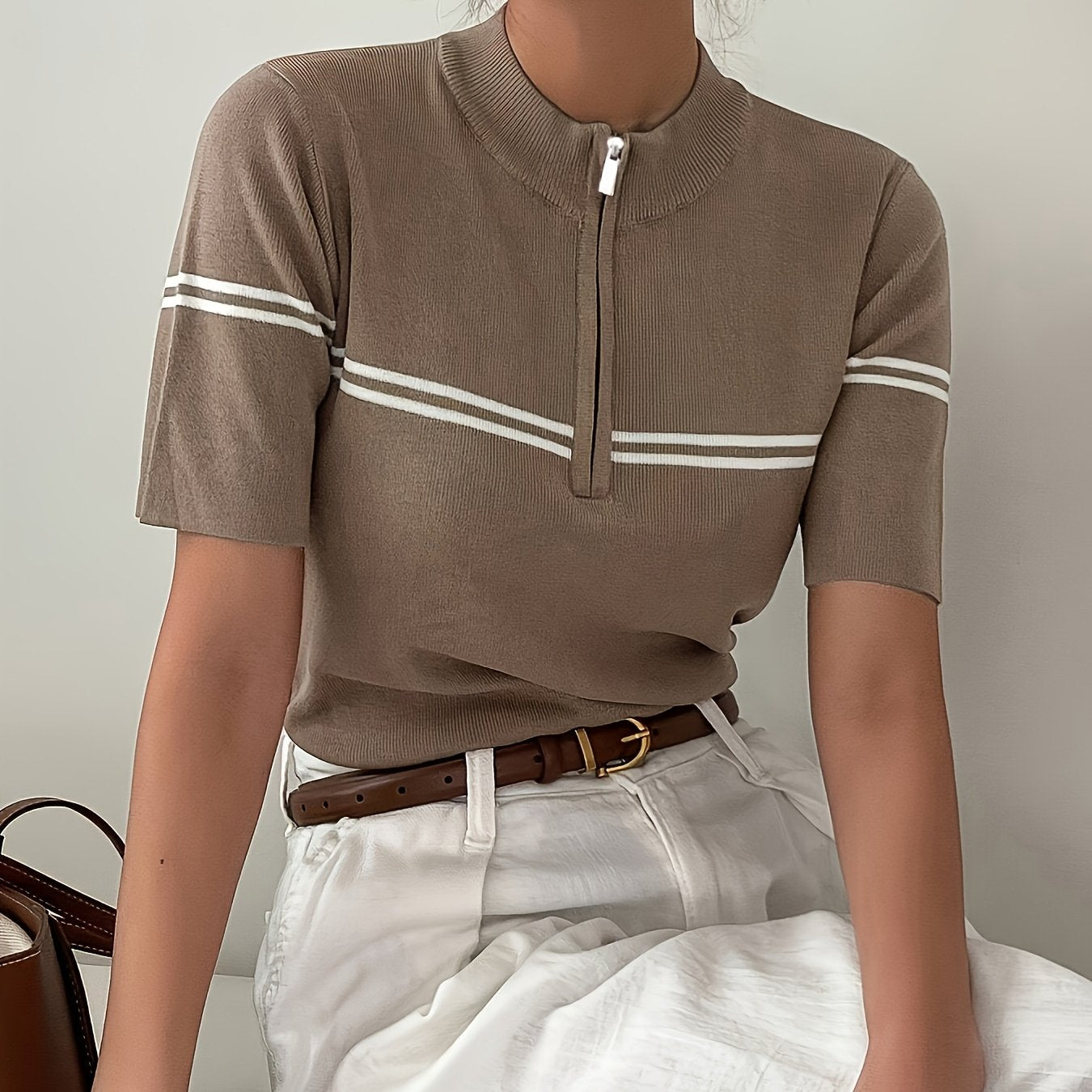 WL Atelier | Fashionable Half-Zip Knit Sweater