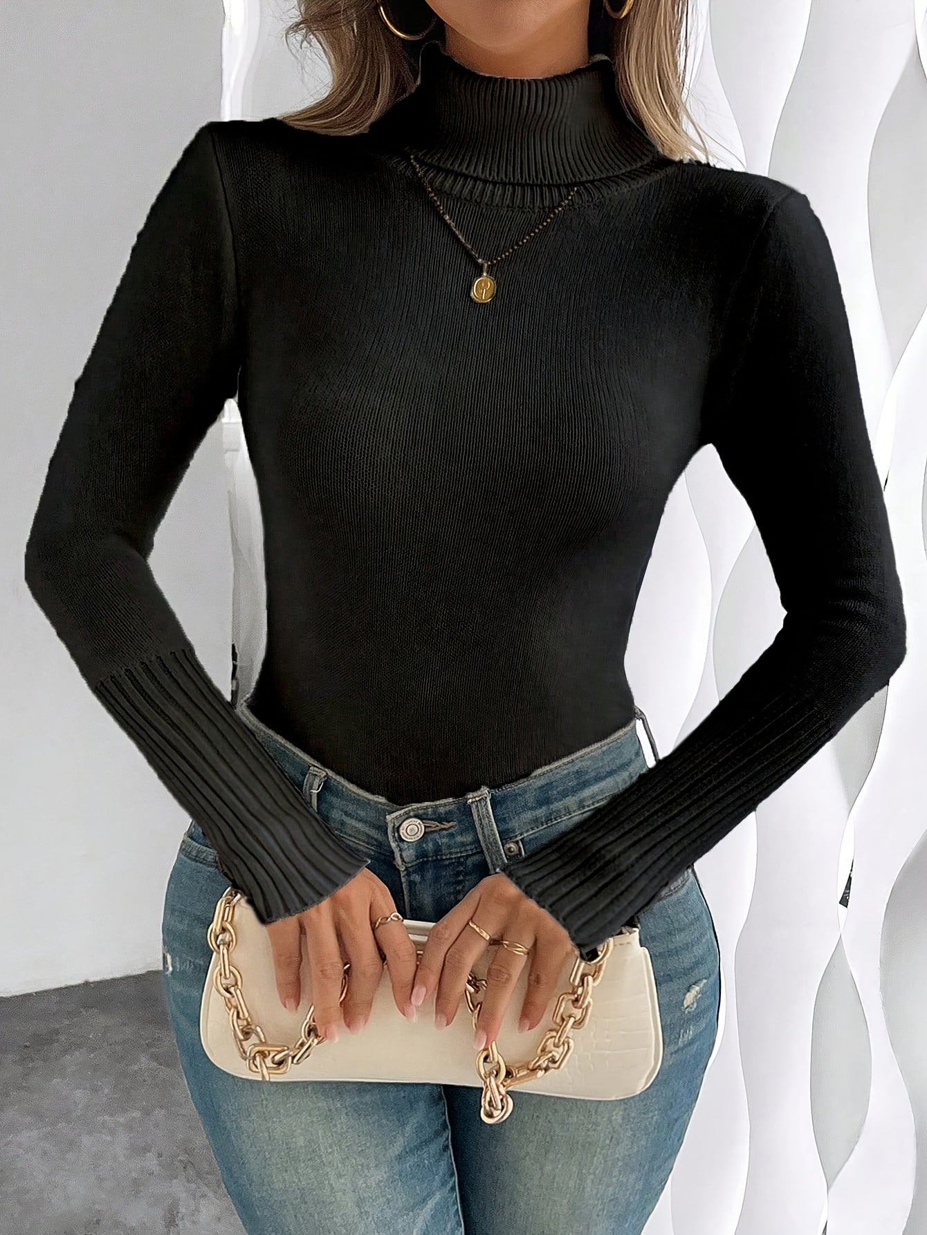 WL Atelier | Cozy Pink High-Neck Fleece-Lined Sweater