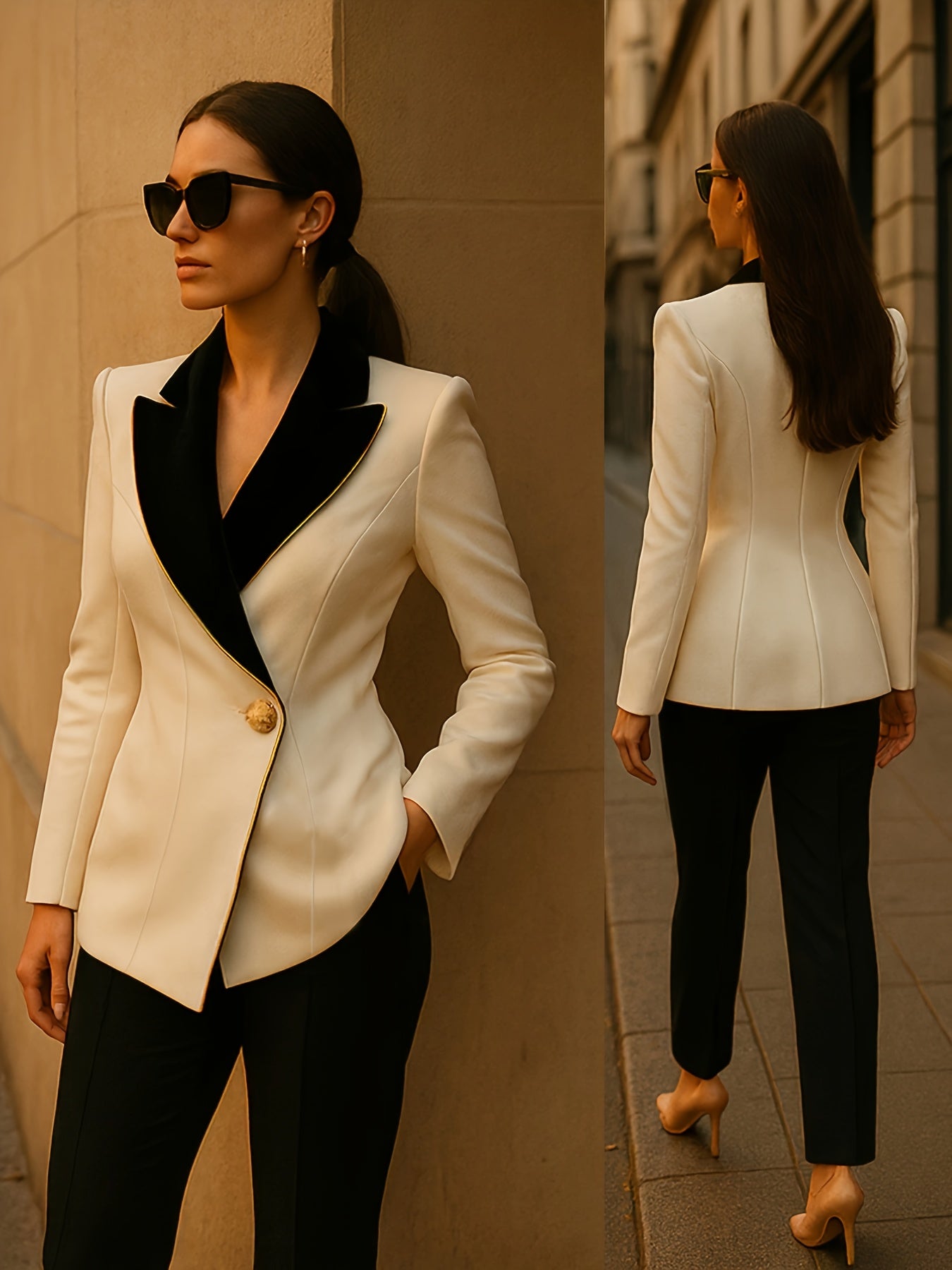 WL Atelier | Premium Two-Piece Suit with Golden-Trimmed Jacket & Pants