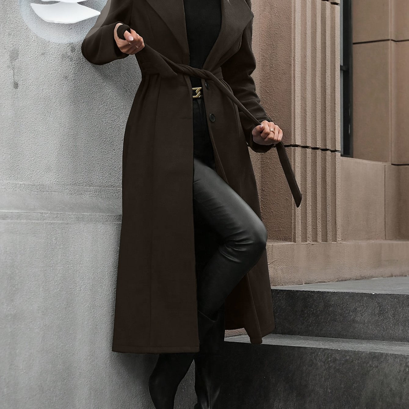 WL Atelier | Autumn/Winter Belted Fleece Coat with Large Lapels