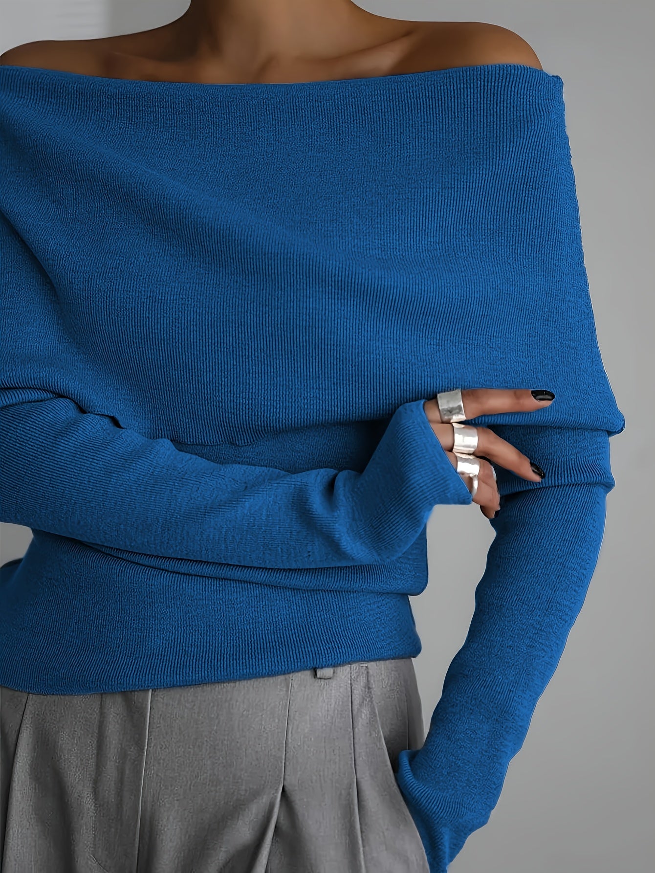 WL Atelier | Elegant Off-Shoulder Long-Sleeve Sweater