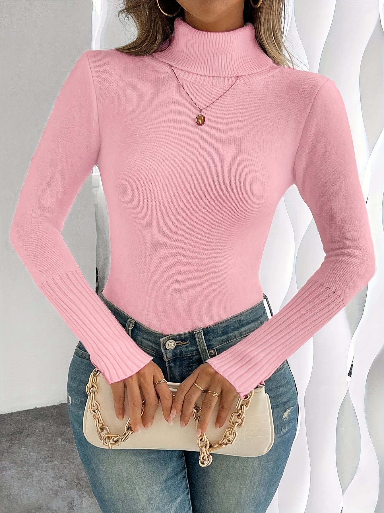 WL Atelier | Cozy Pink High-Neck Fleece-Lined Sweater