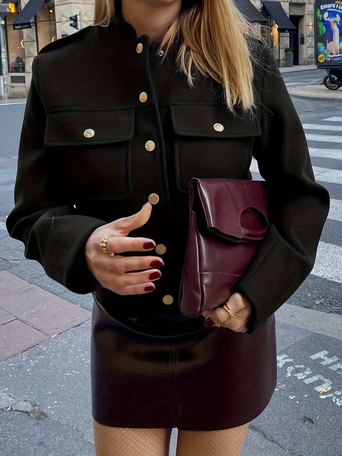 WL Atelier | Elegant Burgundy Tailored Jacket with Two-Tone Buttons